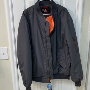 NEW WITH TAGS!! Super Warm Aspire Charcoal Bomber Jacket with Orange Lining